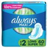 Always Maxi Daytime Pads with Wings Long Unscented;  60 Ct Size 2