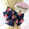 Vibrant Orange Floral Bowknot Hair Barrettes Handmade Chiffon Hair Clip