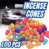 100Pcs Backflow Incense Cones Burner Heavy Smoke Waterfall Buddhism Smoke Cones