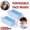 1000 PCS Protective Disposable Face Mask Cover 3 Ply Disposable Masks - Blue