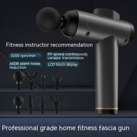 Massage Gun Instrument Muscle Relaxation Massage (Option: Dark Gray-Rubber Paint Button 8 Heads)