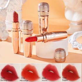 Cool Microphone Embossed Lipstick Not Easy To Makeup Long-lasting No Stain On Cup Matte Moisturizing Lip Lacquer Creative Lip Makeup (Option: 777 Milk Orange)