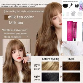 Ammonia-free Hair Color Paste Monochrome Paste Cover White Hair Multi-segment Color One-step Black Tea Gray Blue Black Hair Dye (Option: 8ro3 Milk Tea-With tools)