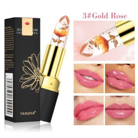 Petal Flower Color Changing No Stain On Cup Temperature Change Lipstick Three-color Jelly Lipstick (Option: 3 Gold Rose-32g)