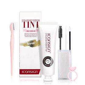 ICONSIGN Lashes Eyebrow Tint Kit Professional Fast Perming Dye Brow Mascara Tattoo Cream Waterproof Long Lasting 60 To 90 Days (Color: BLACK)