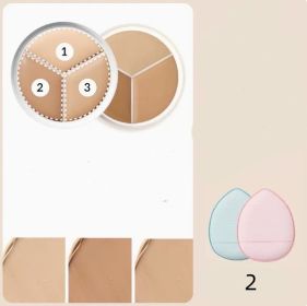 Do Not Pick Up Skin Dark Circles Acne Mark Spot Tattoo Three-color Concealer (Option: 2powder puff for 2boxes)