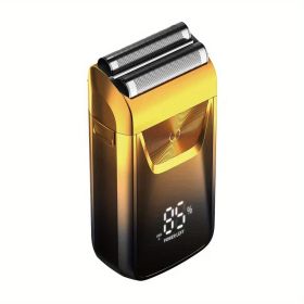 The Ultimate Men's Hair Trimmer: Reciprocating Double Mesh Razor for Bald Head Shaving & Outdoor Use (Color: Golden)