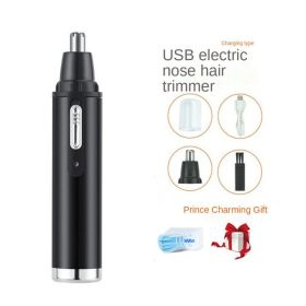 1PC Electric Nose Hair Trimmer USB Rechargeable Ear Nose Hair Trimmer Shaver Razor For Men Hair Removal (Color: BLACK, Items: Nose Hair Trimmer)