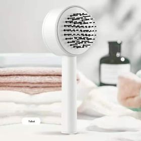 One-key Self-cleaning Hair Brush For Women Curly Hair Brush Anti-Static Airbag Massage Comb Airbag Massage Scalp Comb Professional Detangling One-key (Color: White)