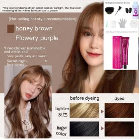 Ammonia-free Hair Color Paste Monochrome Paste Cover White Hair Multi-segment Color One-step Black Tea Gray Blue Black Hair Dye (Option: 6Ro3 Honey Tea-With tools)