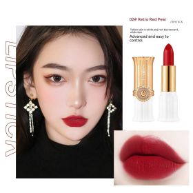 No Stain On Cup Does Not Fade Lipstick Lip Balm Matte Waterproof (Option: 02 Vintage Red Pear Color-3G)